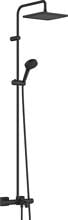 hansgrohe Vernis Shape Duschsystem 240 1 Strahlart mit Wannenthermostat, Kunststoff, 20 l/min, 240 x 240 mm, Mattschwarz, (26900670)