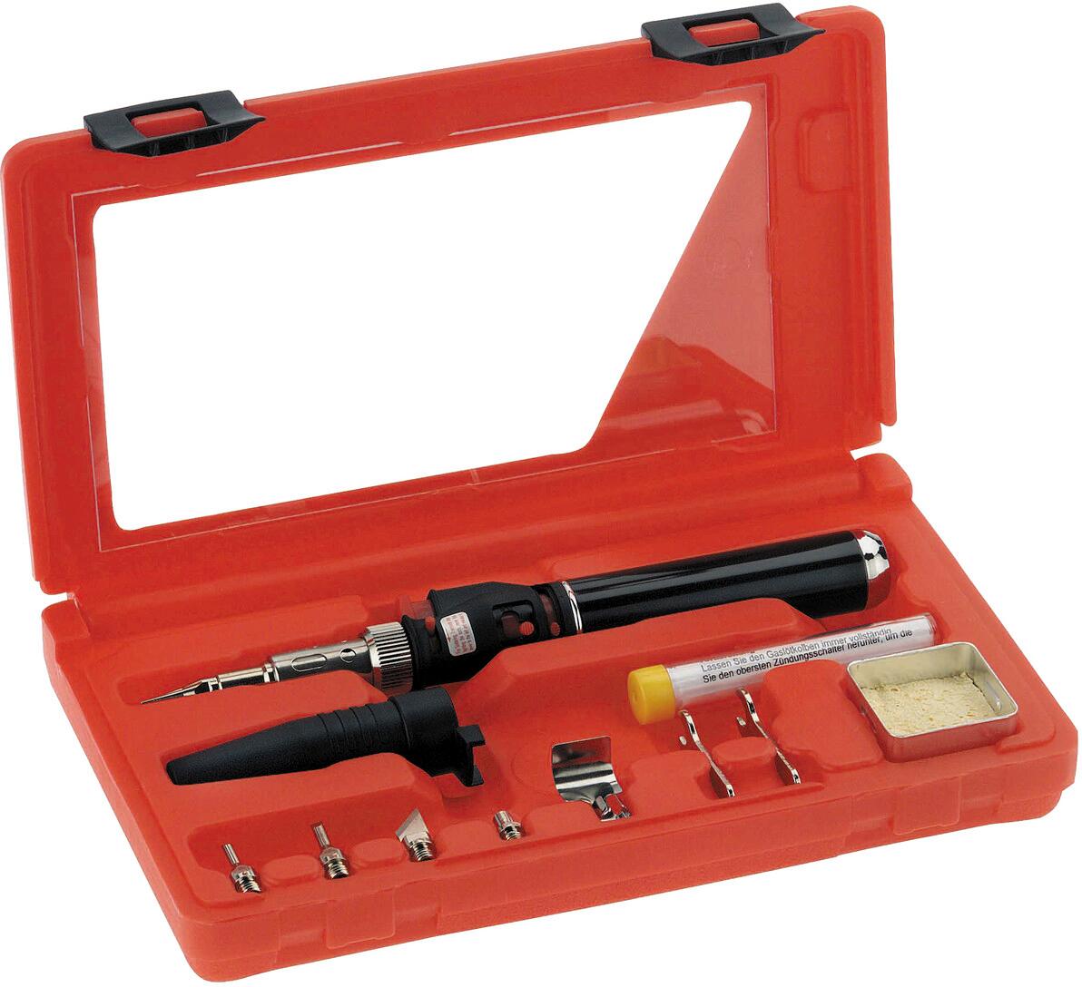 Cimco Gaslötkolbenset, 10-teilig, 25-125 W, 580°C, Lötspitze Ø 2 mm. schwarz (150800)