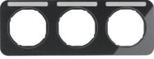 Berker 10132135 Rahmen, 3fach, waagerecht, mit Beschriftungsfeld, R.1, schwarz glänzend