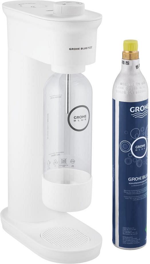 GROHE Blue Fizz Wassersprudler, Basic Starter Set, inkl. 1 Trinkflasche und 1x CO2, weiß (31941L00)