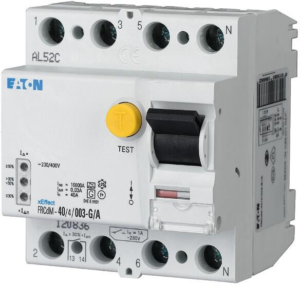 Eaton FRCDM-40/4/003-G/A digtaler FI-Schalter 40A, 4-Polig, 30mA, Typ G/A (168648)