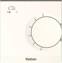 Theben RAMSES 706 S Raumthermostat elektronisch, Wandmontage/Aufputz (AP), Temperaturregelung über Stellrad, externe Temperaturabsenkung möglich, Schalter Ein/Aus (7060003)