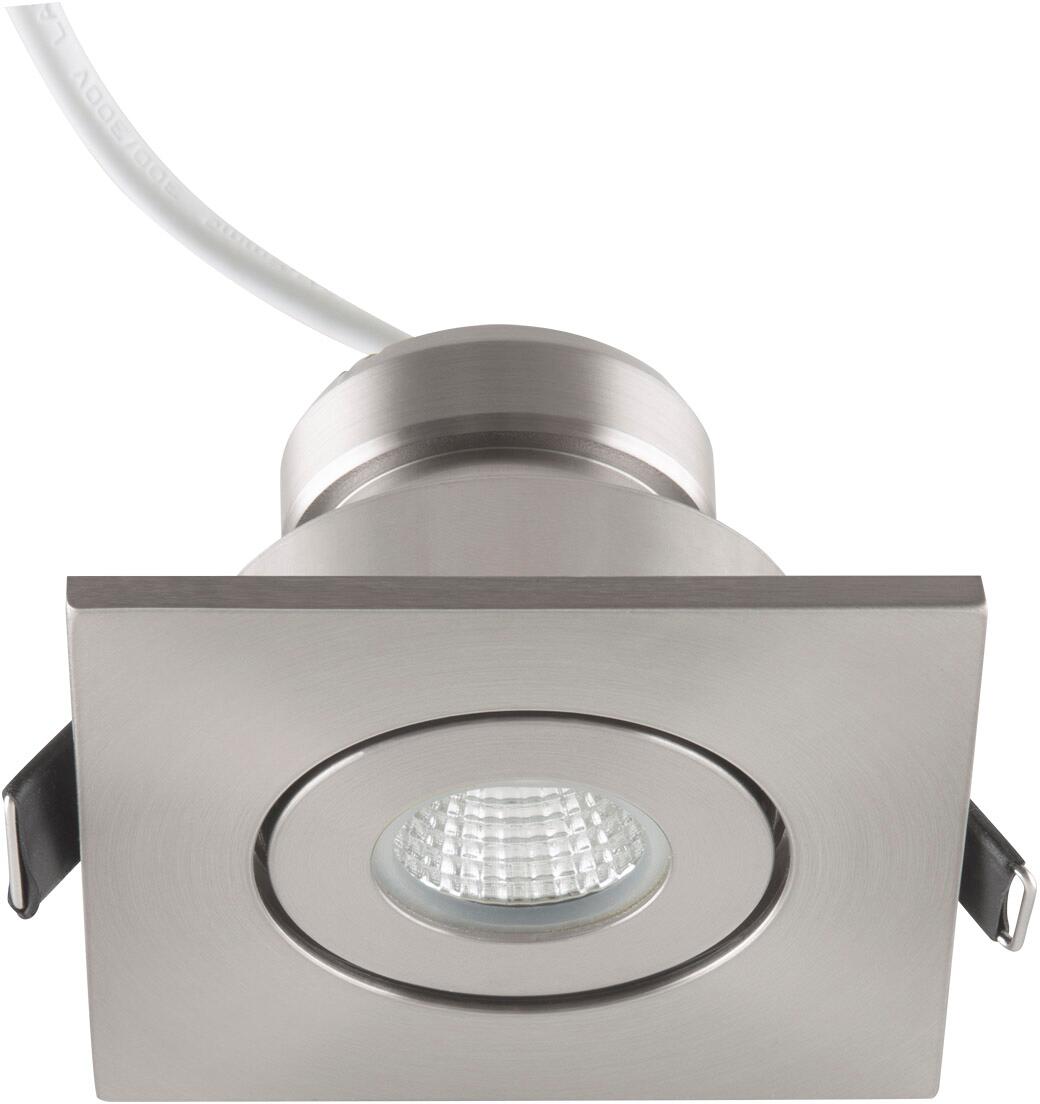 EVN LED Deckeneinbau, quadratisch, schwenkbar, IP44, 350mA, 3W, 3000K, 230lm, Edelstahl (P44431302)