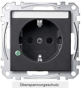 Merten MEG2305-0414 SCHUKO Steckdose mit Überspannungsschutz, und Schriftfeld, System M, Berührungsschutz, Steckklemmen, anthrazit