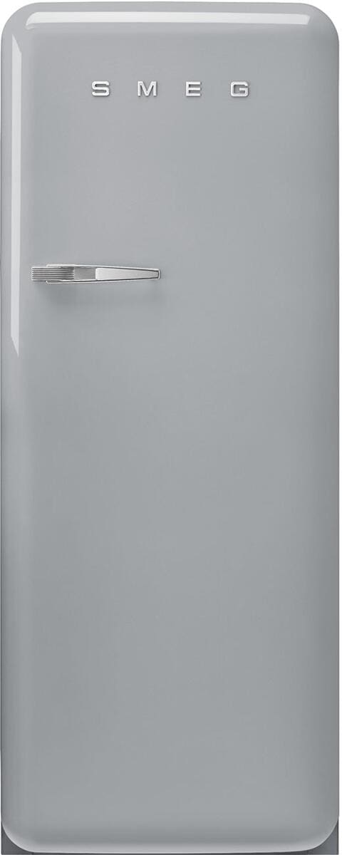 Smeg FAB28RSV6 50"s Style Retro Stand Kühlschrank, 60 cm breit, 270 L, Rechtsanschlag, Polarsilber Metallic