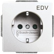 Busch-Jaeger 20 EUCKS/DV-83 SCHUKO Steckdosen-Einsatz mit Aufdruck "EDV", future linear, alusilber (2CKA002013A5273)