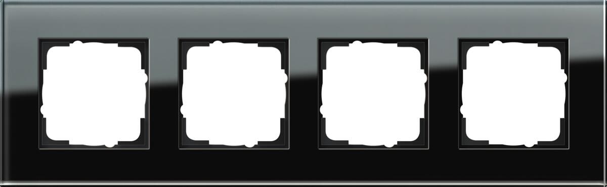Gira 021405 Abdeckrahmen 4fach, Glas schwarz, System 55 Esprit
