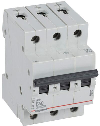 Legrand RX3 Leitungsschutzschalter, Charakteristik B, 40A, 3-Polig, 6kA, weiß (419173)