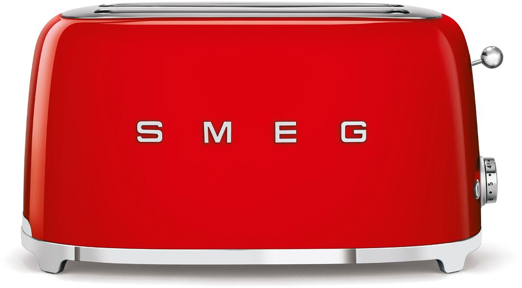 Smeg TSF02RDEU 50"s Style Toaster, 1500 W, 2 Schlitze, 6 Röststufen, lang, rot