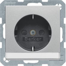 Berker 47496084 Steckdose SCHUKO mit Beschriftungsfeld und erhöhtem Berührungsschutz, Q.1/Q.3, alu samt, lackiert