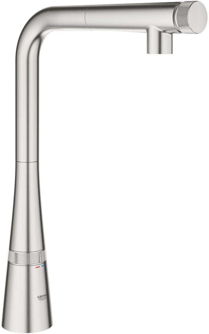GROHE Zedra Smartcontroll, Spültischbatterie mit Smartcontrol, Supersteel (31593DC2)