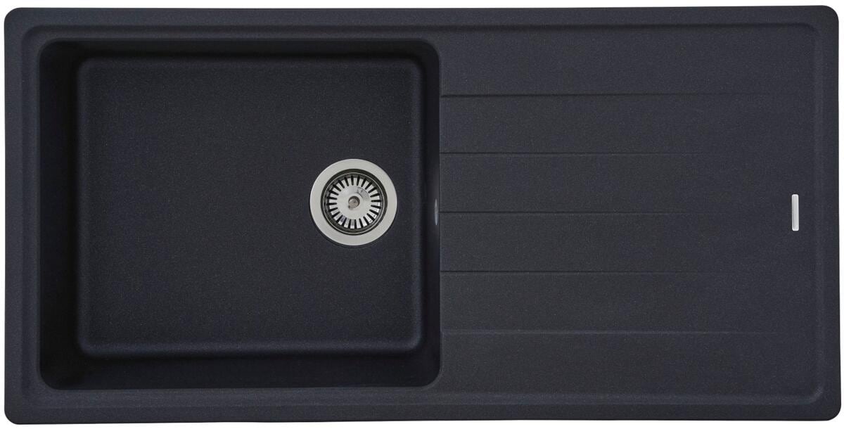 Respekta Columbia Cristalite Massivgranit Einbauspüle mit 1 Becken, 100 x 50 cm, schwarz