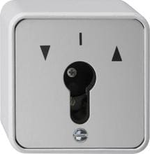 Schlüsselschalter 10 A 250 V~ für alle DIN-Profil-Halbzylinder Taster 1polig, Aufputz IP 44, grau, Gira 016330