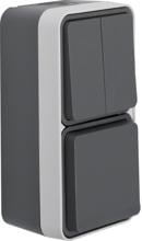 Berker 47903515 Kombination, Serienschalter/Steckdose SCHUKO mit Klappdeckel, Aufputz W.1, grau/lichtgrau matt