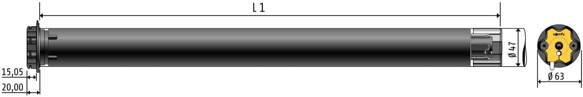Somfy Funkeinsteckantrieb io 6/17 SW 60 ED, 6Nm, 45W, 3m Kabel schwarz (1243991)