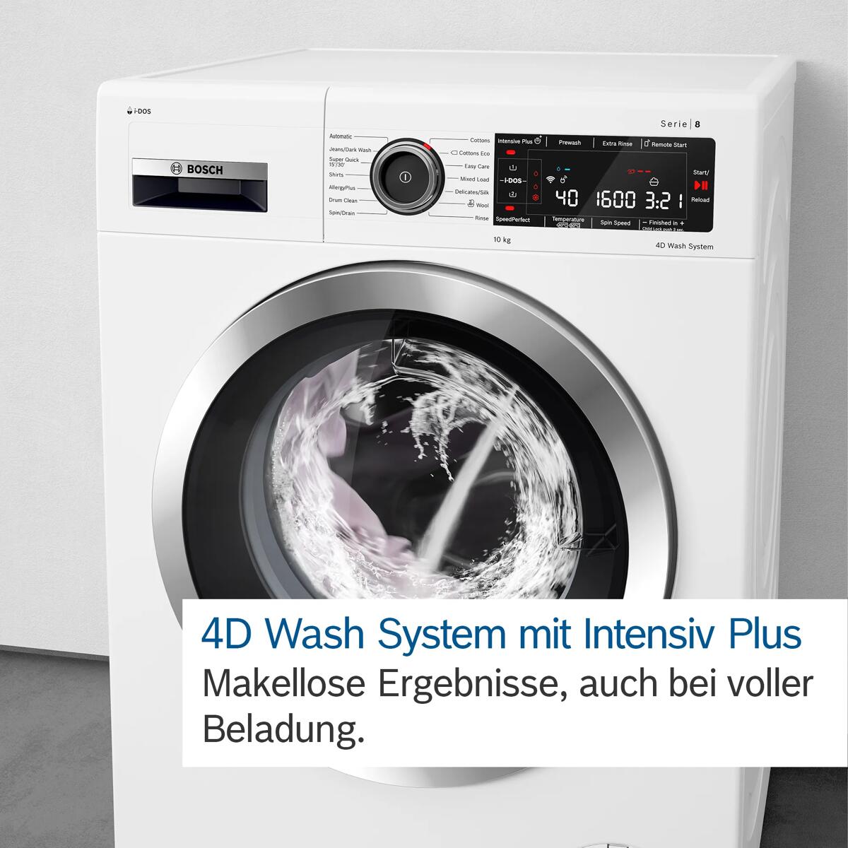 Bosch WGB244070 9 kg Serie 8 Frontlader Waschmaschine, 1400 U/min., 60cm  breit, Home Connect, Iron Assist, LED Display, weiß Elektroshop Wagner