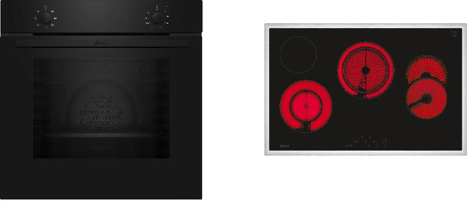 Neff BX18B EEK:A Backofen Set (B1DCA0AK0 +T18SDH9L0) mit Elektrokochfeld, 60 cm breit, Kochfeld 80 cm breit, 71L, Kindersicherung, Grillfunktion, schw