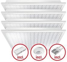 Esylux LED-Leuchtenset mit prismatischer (CRYSTAL) Abdeckung (Diffusor), LED-Leistung 120W. Bestehend aus 4 Leuchten mit 30W, Farbtemperatur ca. 4000K (EQ10132445)