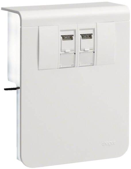 Hager Geräteträger Daten 2xCat.6A 20x115mm verkehrsweiß