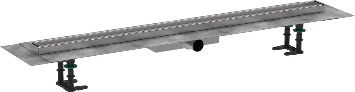 hansgrohe RainDrain Compact Komplettset Duschrinne 1000 befliesbar für flache Installation, Edelstahl, Edelstahl gebürstet (56171000)