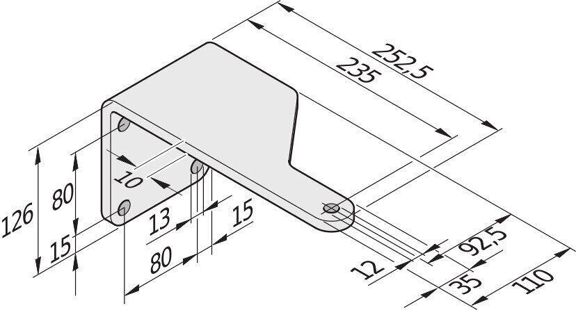 Sommer twist XL Pfostenbeschlag, 235mm, inkl. Verlängerung und Schraube, links (7613V000)