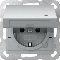 Gira 455226 SCHUKO-Steckdose 16 A 250 V~ mit Klappdeckel, Kontrolllicht und Shutter System 55, Aluminium