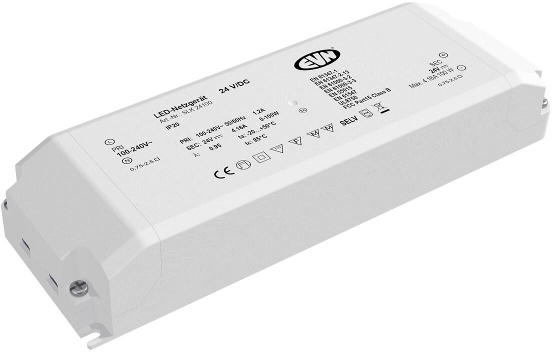 EVN SLK-Serie Netzgerät 24V/DC, 0,1-100W, IP20, Primär: 100-240V (SLK24100)