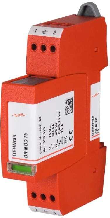 Dehn DR M 2P 75 DEHNrail M Überspannungsableiter für Industrieelektronik, 2-polig, 75V, Typ 3 (953203)