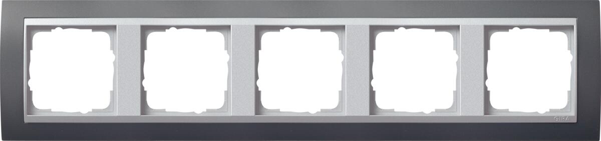 Abdeckrahmen 5fach, bruchsicher, für alu Zentraleinsätze, Anthrazit, System 55 Event, Gira 021581