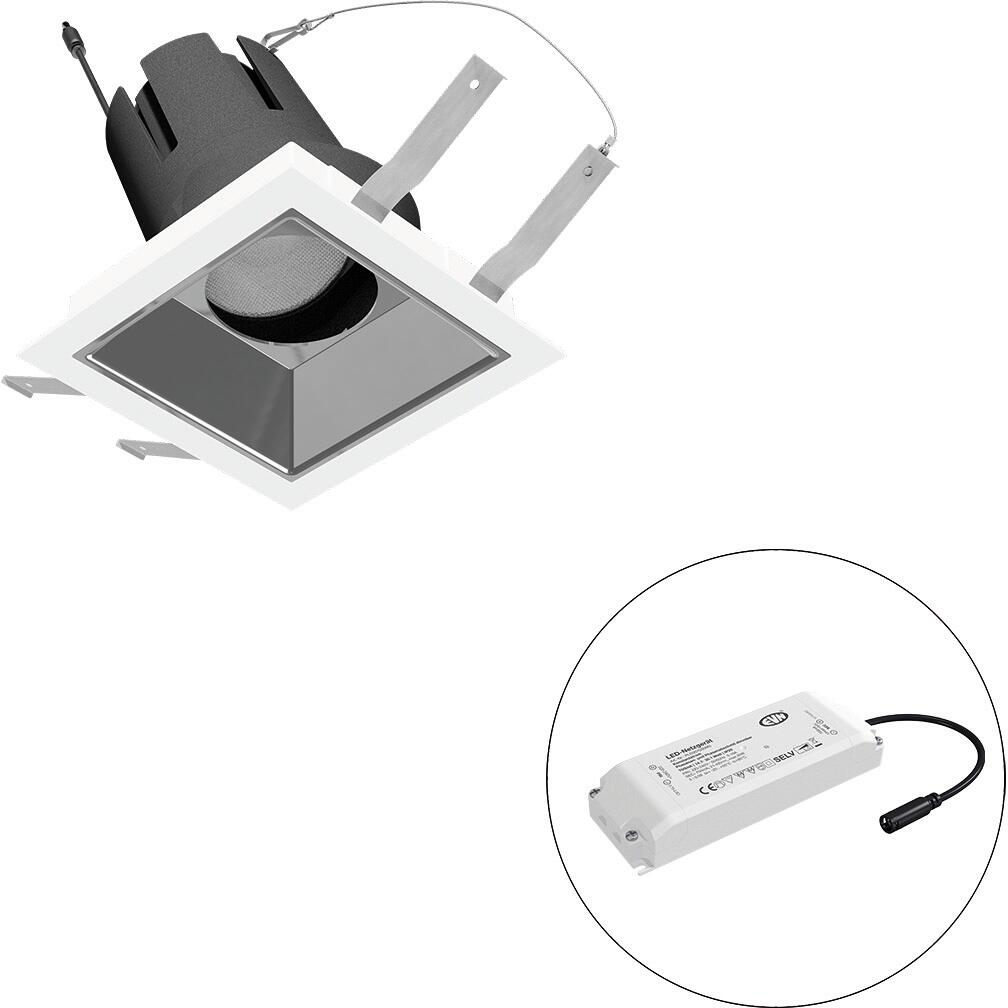 EVN SELECTO LED Deckeneinbau, quadratisch, schwenkbar, IP20, 220-240V/AC, 25W, 4000K, 3063lm, inkl. Netzgerät, Phase, Reflektor silber/hochglänzend, 8