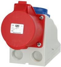 PCE CEE-Wandsteckdose + SSD COMBO, 32A, 5p, 6h, IP44 grau (9225-6)