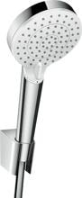 hansgrohe Crometta Duschkopfhalterungset 100 Vario wassersparend mit Duschschlauch 160 cm, Kunststoff, 6,7 l/min, 100 mm, Weiß/Chrom (26694400)