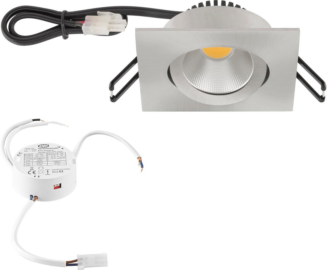EVN PC20-Serie LED Deckeneinbau, quadratisch, schwenkbar, IP20, 200-240V, 6W, 3000K, 620lm, inkl. DALI-Netzgerät, EDS-Optik (PC24D61302)