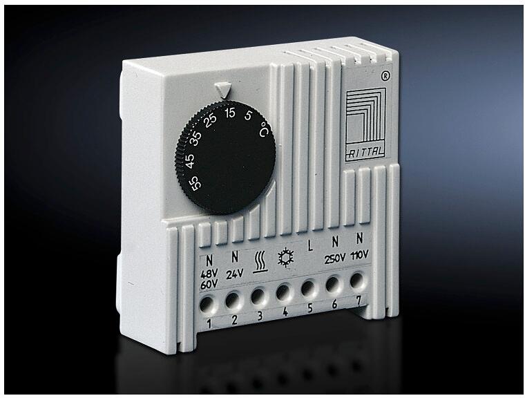 Rittal SK 3110.000 Thermostat, Schaltschrank-Innentemperaturregler, 24-230 V, 1~, 24-60 V (DC), BHT: 71 x 71 x 33,5 mm