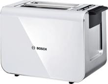 Bosch Styline TAT8611 Toaster, 860 W, Brötchenaufsatz, weiß/edelstahl
