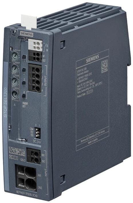 Siemens 6EP4437-7FB00-3CX0 SITOP SEL1200 10 A Selektivitaetsmodul 4-kanalig mit schaltender Charakteristik Eingang: DC 24 V/40 A Ausgang: DC 24 V/4x 1