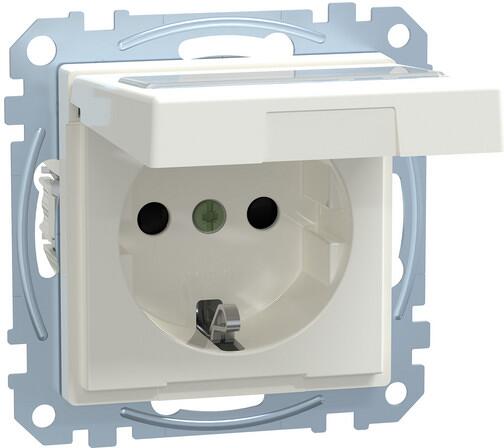 Merten MEG2312-0319 SCHUKO Steckdose mit Klappdeckel und Schriftfeld, System M, erhöhter Berührungsschutz, Steckklemmen 16 A, AC 250 V, DIN 49440, Pol