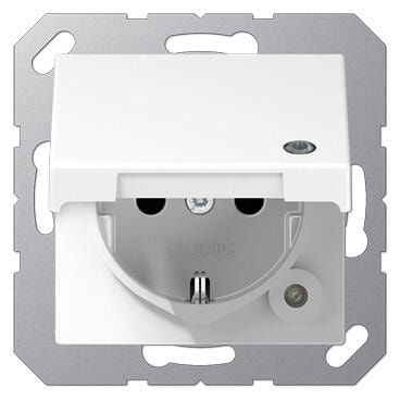 Jung A 1520 BFKLKO WW Schuko Steckdose 16A 250V, Thermoplast hochglänzend, alpinweiß
