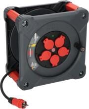 Brennenstuhl Professional Kabeltrommel KA 3200 5 IP44 mit Rundum-Überrollschutz, 5 Steckdosen, schwarz