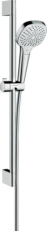 hansgrohe Croma Select E Duschset 110 Multi wassersparend mit Duschstange 65 cm, Messing, 9 l/min, 110 mm, Weiß/Chrom (26581400)