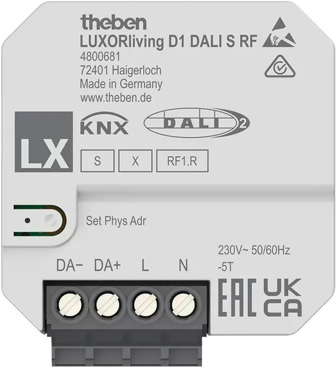 Theben LUXORliving D1 DALI S RF Funk DALI-Aktor 1-fach, DALI-2, Unterputz, Smart Home, Smart Start (4800681)