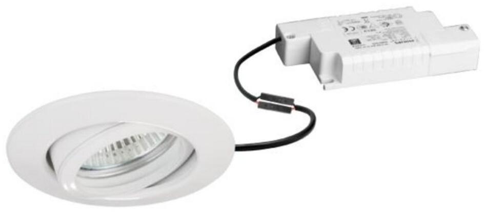 Brumberg BREENA-R LED-Einbaustrahlerset mit LED-Modul und Konverter Phasenabschnitt dimmbar, 6W, 3000K, rund, schwenkbar, Zink/Aluminium, weiß glänzen
