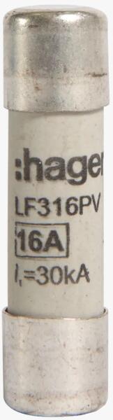 Hager LF316PV Sicherungseinsatz für Photovoltaikanwendungen, 10x38mm, gPV, 16A, 1000V, DC, 30kA