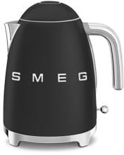 Smeg KLF03BLMEU 50"s Style Wasserkocher, 2400 W, 1,7L, Soft Opening Kannenverschluss, Anti-Kalkfilter, Schwarz-Matt