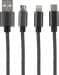 REV USB-Ladekabel 3in1, Nylon Kabel, 100cm, 5,0VDC, max. 2,4A, schwarz (0060100103)