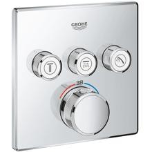 GROHE Grohtherm SmartControl Thermostat, mit 3 Absperrventilen und integriertem Brausehalter, Fertigmontageset für Rapido SmartBox, Wandrosette eckig