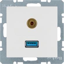 Berker 3315398989 USB/3,5 mm Audio Steckdose, S.1/B.3/B.7, polarweiß glänzend