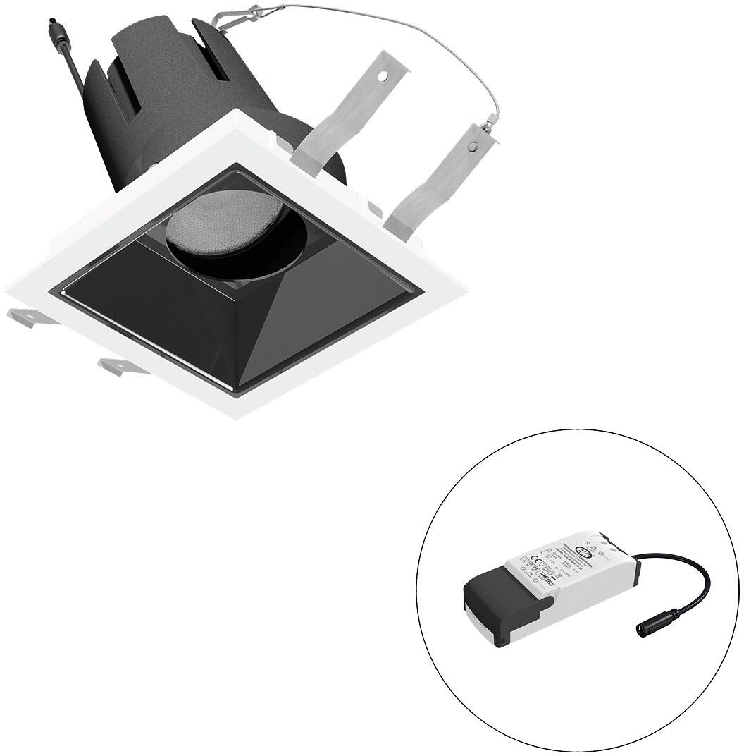 EVN SELECTO LED Deckeneinbau, quadratisch, schwenkbar, IP20, 220-240V/AC, 18W, 3000K, 2100lm, inkl. Netzgerät, Phase, Reflektor schwarz/hochglänzend,