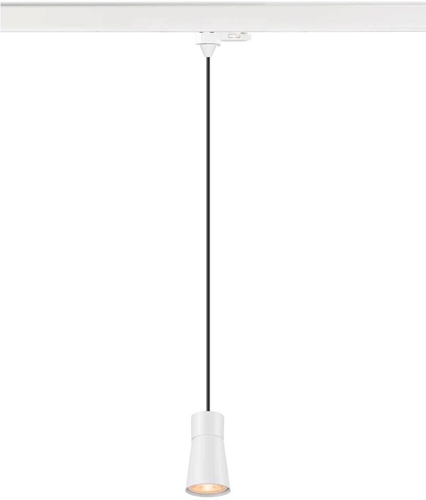 SLV PURI 2.0 CONE Pendelleuchte für 3-Phasen-Hochvolt-Schienensystem, GU10, 1x max.6W, Pendellänge 200cm, weiß/weiß (1008280)