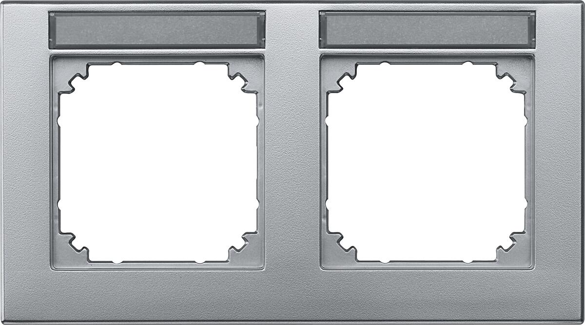 Merten 472260 Rahmen, System-M-PLAN, 2fach beschriftbar, waagerechte Montage, Aluminium matt